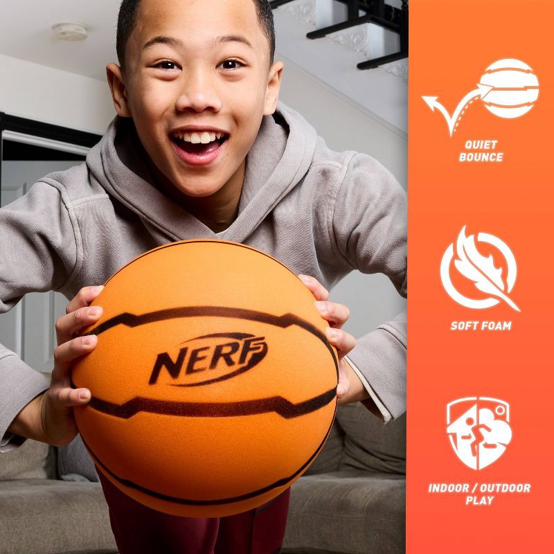 slide 5 of 11, NERF Quiet Court Official Sized Basketball - Orange: Shell, Age 6+, 1 ct