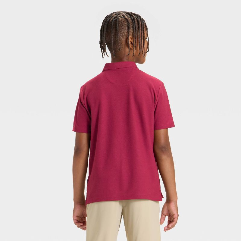slide 2 of 3, Boys' Printed Striped Polo Shirt - All In Motion™ Red XL, 1 ct