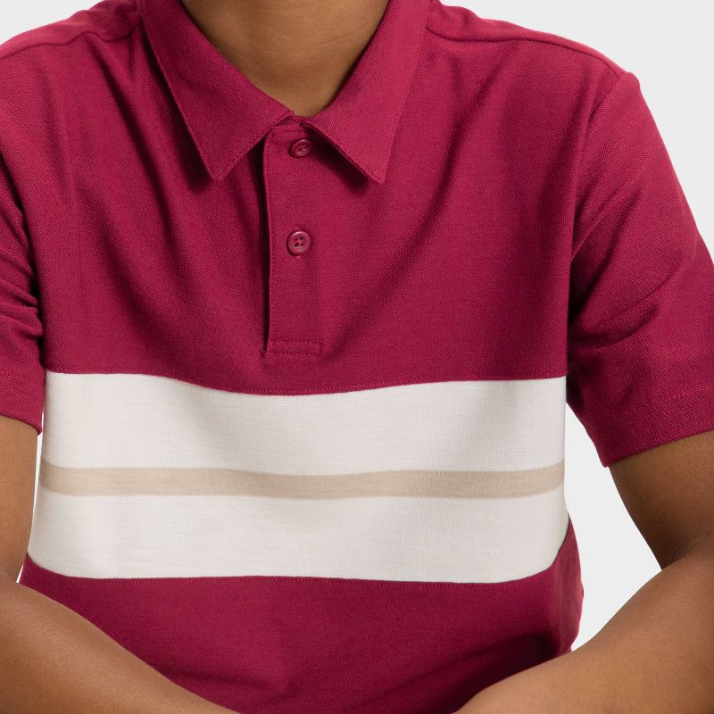 slide 3 of 3, Boys' Printed Striped Polo Shirt - All In Motion™ Red XL, 1 ct