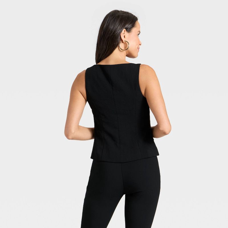slide 2 of 3, Women's Signature Crepe Scoop Vest - A New Day™ Black S, 1 ct