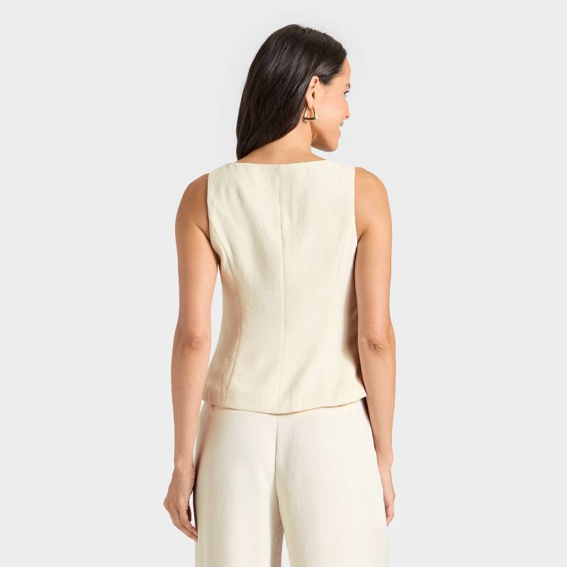 slide 2 of 3, Women's Signature Crepe Scoop Vest - A New Day™ Cream L, 1 ct