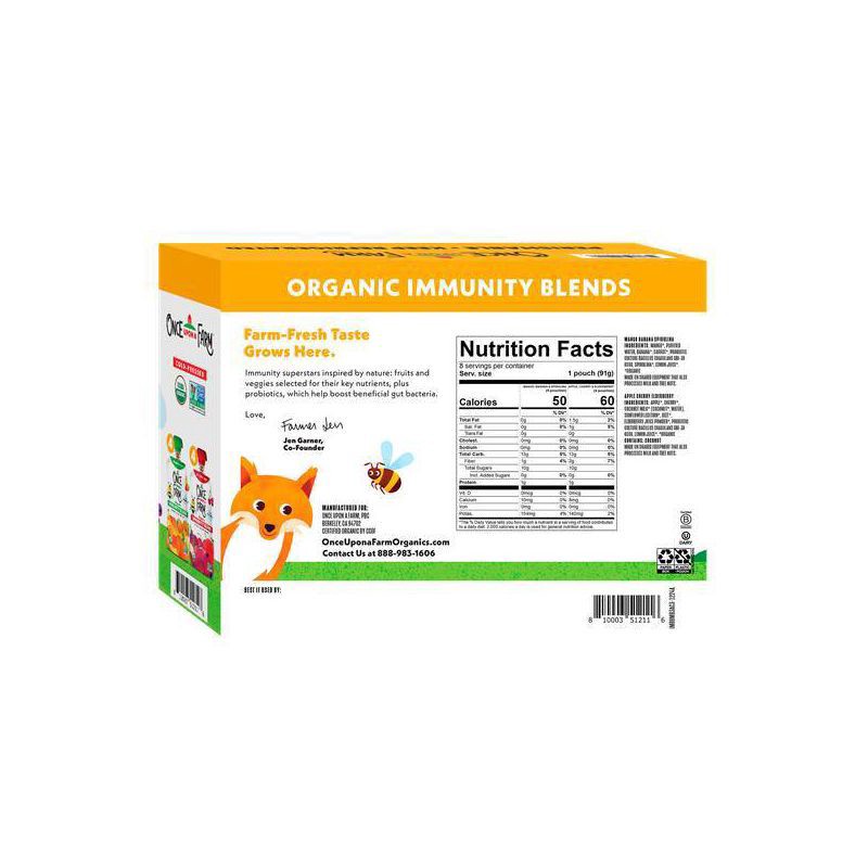 slide 2 of 4, Once Upon a Farm Immunity Blend Fruit Pouches - 25.6oz/8ct, 25.6 oz, 8 ct
