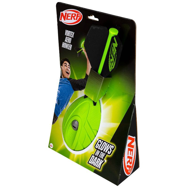 slide 2 of 4, NERF Vortex Aero Howler Glow Football - Green: Polyurethane Shell, Sports Balls for Ages 6+, 1 ct