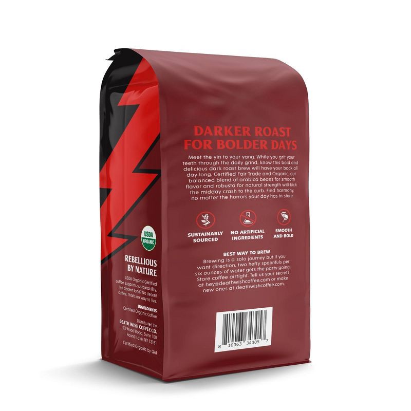 slide 2 of 4, Death Wish Coffee Co Organic Fair Trade Dark Roast Whole Bean Coffee - 10oz, 10 oz