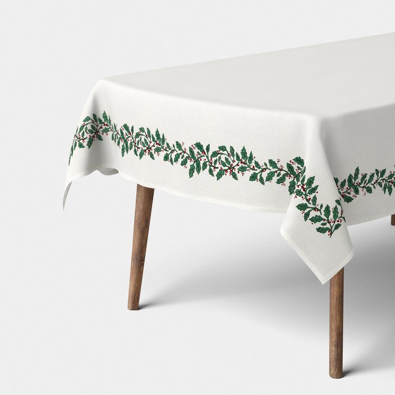 slide 1 of 3, 84"x60" Holly Berry Tablecloth - Threshold™, 1 ct