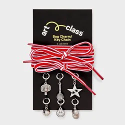 Girls' 8pc Sporty Lace Shoe Charm Set - art class™ Red