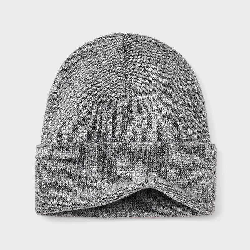 slide 3 of 4, Men's Knit Cuffed Beanie - Goodfellow & Co™ Light Gray, 1 ct
