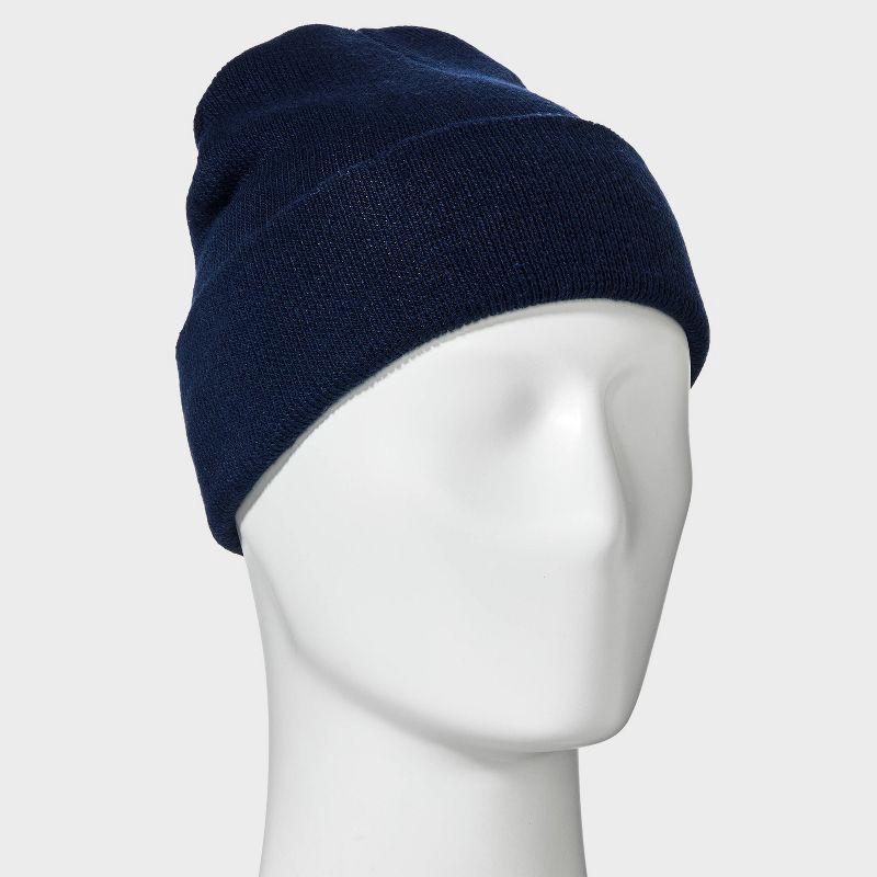 slide 2 of 4, Men's Knit Cuffed Beanie - Goodfellow & Co™ Navy Blue, 1 ct