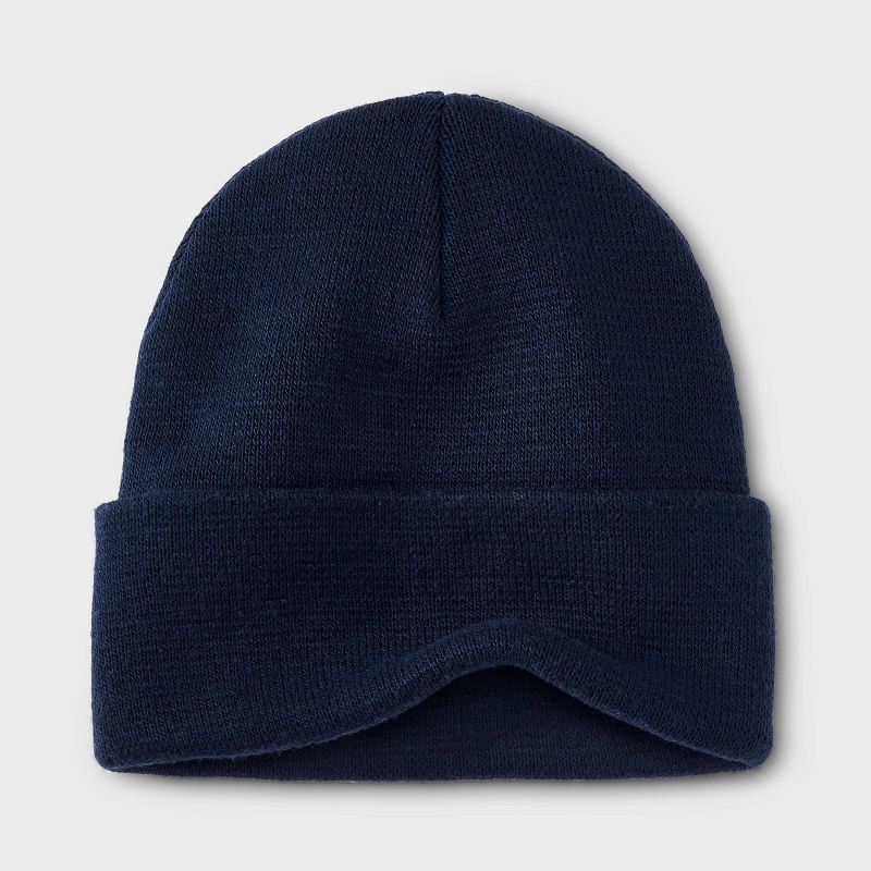 slide 3 of 4, Men's Knit Cuffed Beanie - Goodfellow & Co™ Navy Blue, 1 ct