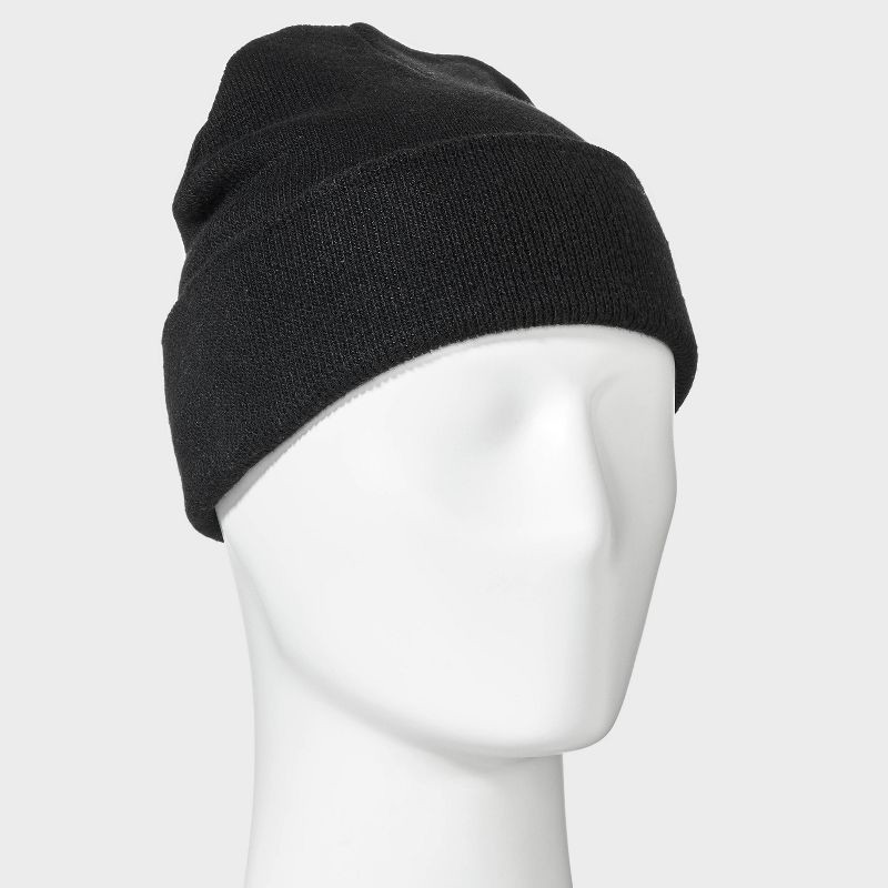 slide 2 of 4, Men's Knit Cuffed Beanie - Goodfellow & Co™ Black, 1 ct