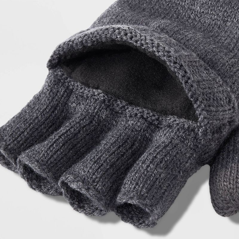 slide 3 of 3, Men's Convertible Fleece Lined Mittens - Goodfellow & Co™ Charcoal Gray, 1 ct