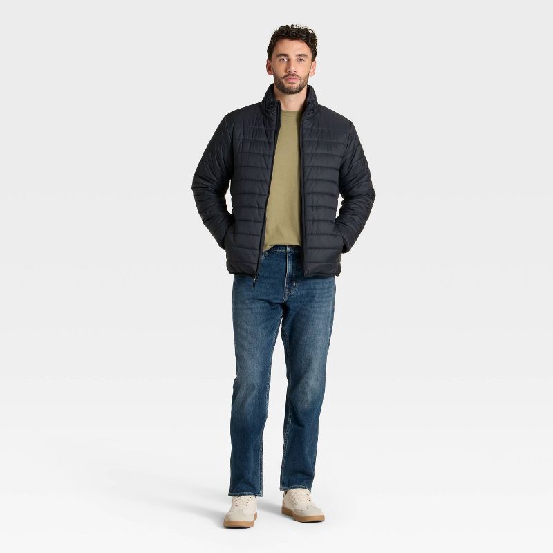 slide 3 of 3, Men's Lightweight Puffer Jacket - Goodfellow & Co™ Black M, 1 ct