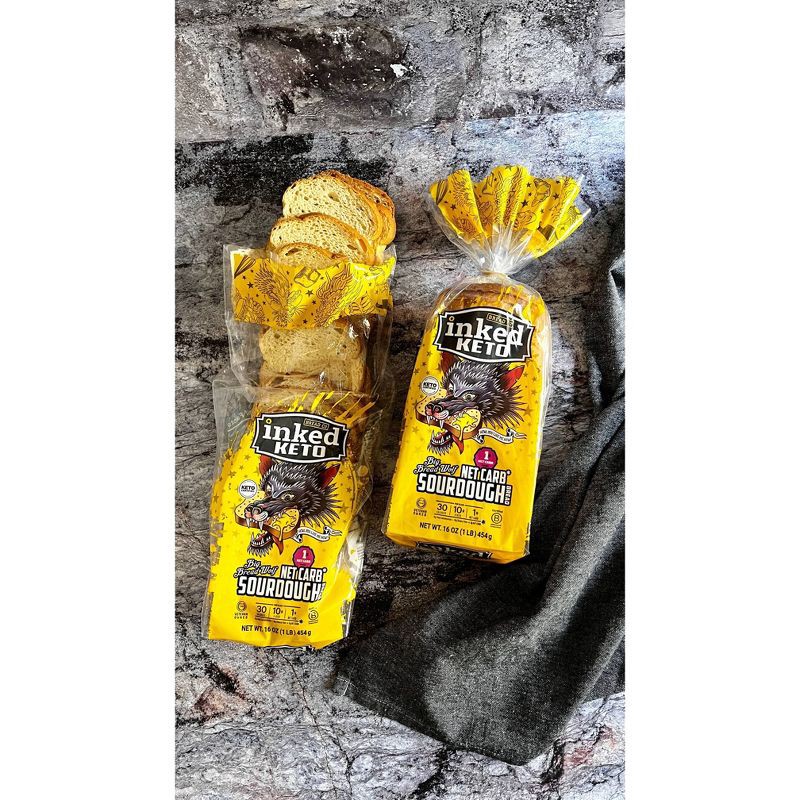 slide 5 of 6, Inked Bread Co. Keto Big Bread Wolf Sourdough Bread - 16oz, 16 oz