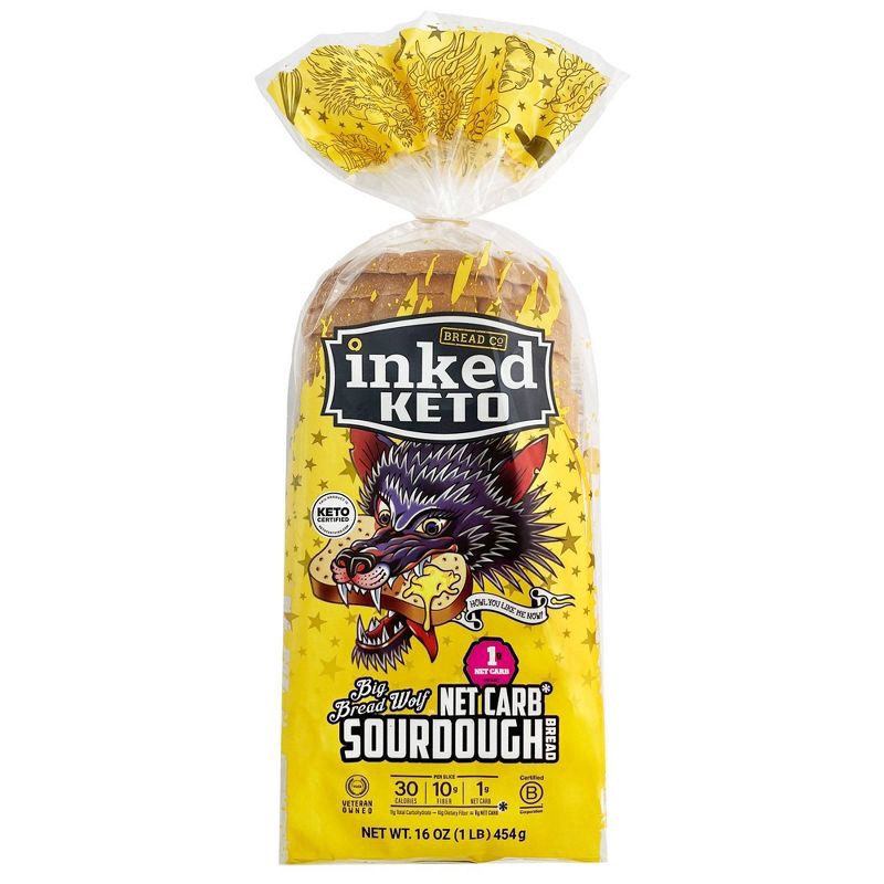 slide 1 of 6, Inked Bread Co. Keto Big Bread Wolf Sourdough Bread - 16oz, 16 oz