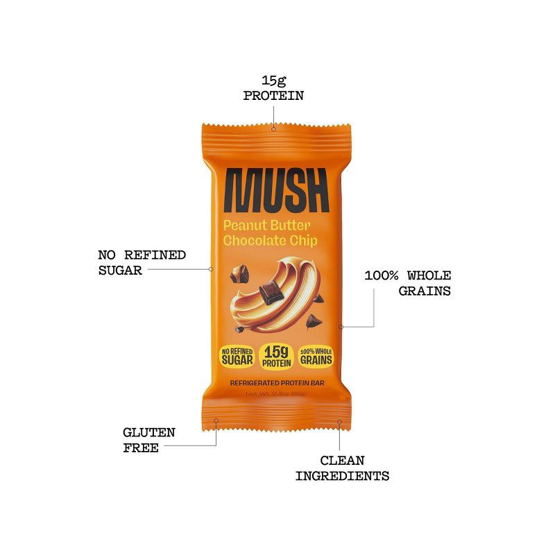 slide 3 of 6, MUSH Peanut Butter Chocolate Chip Refrigerated Protein Bar - 2.3oz, 2.3 oz