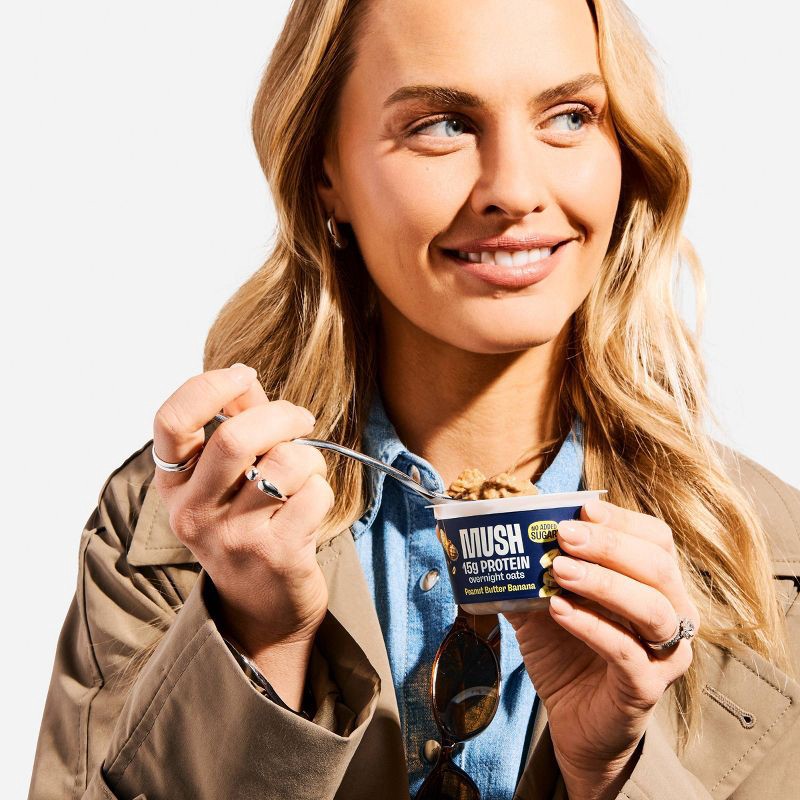 slide 2 of 6, MUSH 15g Protein Gluten Free Peanut Butter Banana Overnight Oats - 5.5oz, 15 gram, 5.5 oz