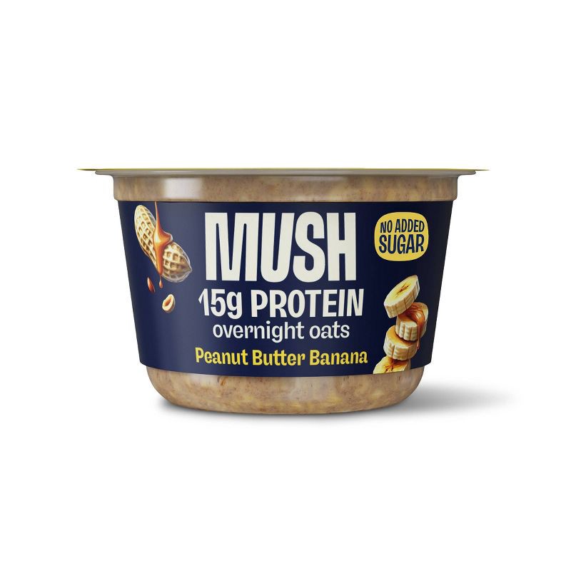 slide 1 of 6, MUSH 15g Protein Gluten Free Peanut Butter Banana Overnight Oats - 5.5oz, 15 gram, 5.5 oz