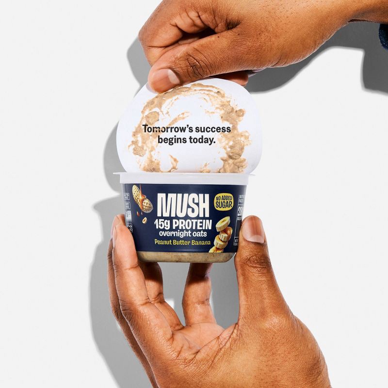 slide 5 of 6, MUSH 15g Protein Gluten Free Peanut Butter Banana Overnight Oats - 5.5oz, 15 gram, 5.5 oz
