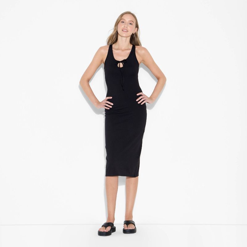 slide 3 of 3, Women's ButterBliss Keyhole Racer Back Midi Bodycon Dress - Wild Fable™ Black M, 1 ct