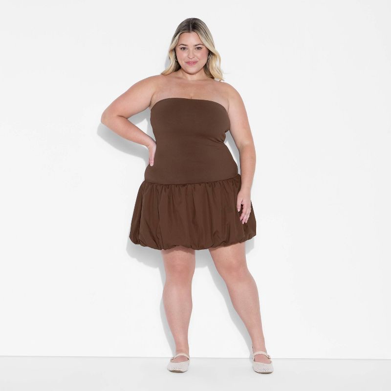 slide 2 of 3, Women's Mini Babydoll Dress - Wild Fable™ Brown XXL, 1 ct