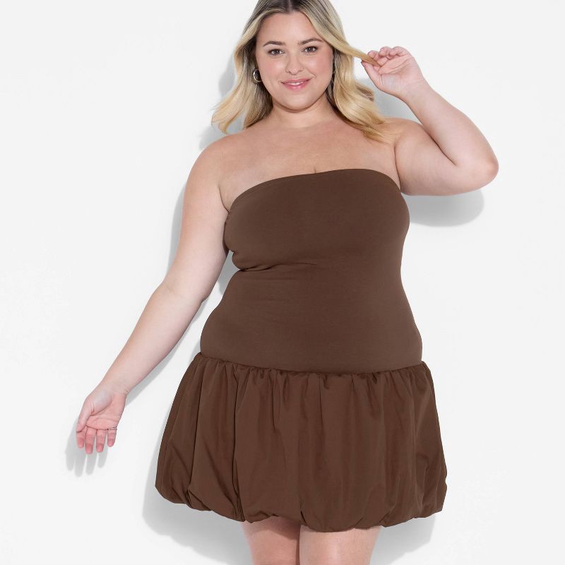 slide 1 of 3, Women's Mini Babydoll Dress - Wild Fable™ Brown XXL, 1 ct