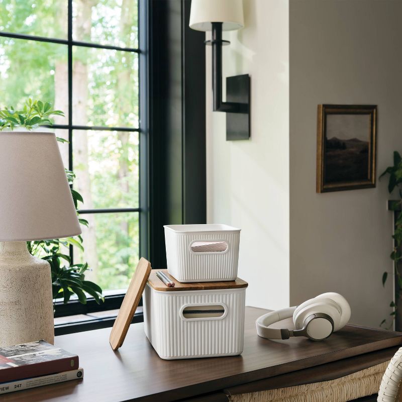 slide 2 of 4, Desktop Storage Bins Set of 2 Cream - Threshold™, 1 ct
