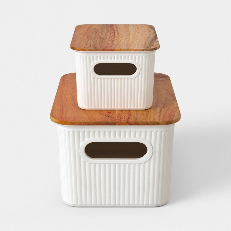 slide 3 of 4, Desktop Storage Bins Set of 2 Cream - Threshold™, 1 ct