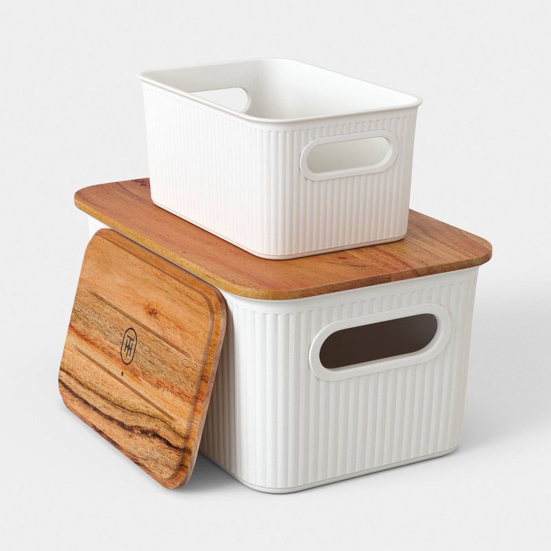 slide 4 of 4, Desktop Storage Bins Set of 2 Cream - Threshold™, 1 ct