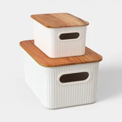 Desktop Storage Bins Set of 2 Cream - Threshold™