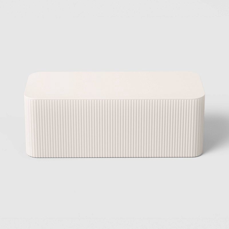 slide 3 of 4, Ribbed Cable Management Box Cream - Threshold™, 1 ct