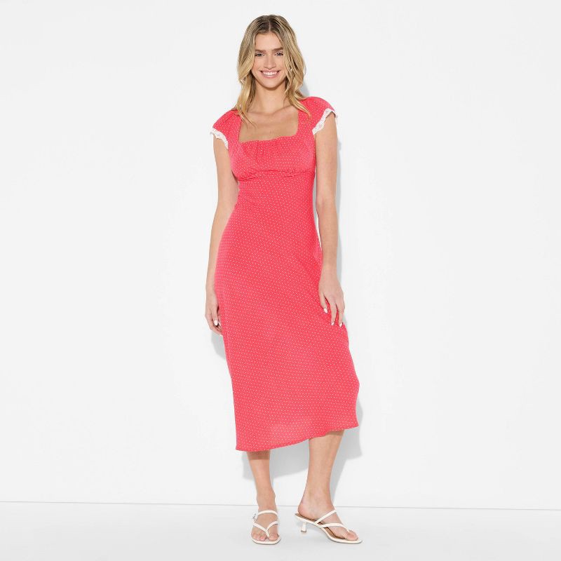 Women's Flutter Cap Sleeve Maxi A-Line Dress - Wild Fable Rose Red Polka  Dots XS 1 ct | shipt