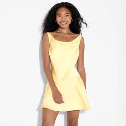 Women's Satin Mini Sheath Dress - Wild Fable™ Light Yellow M
