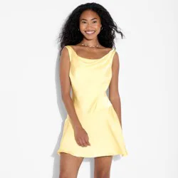 Women's Satin Mini Sheath Dress - Wild Fable™ Light Yellow L