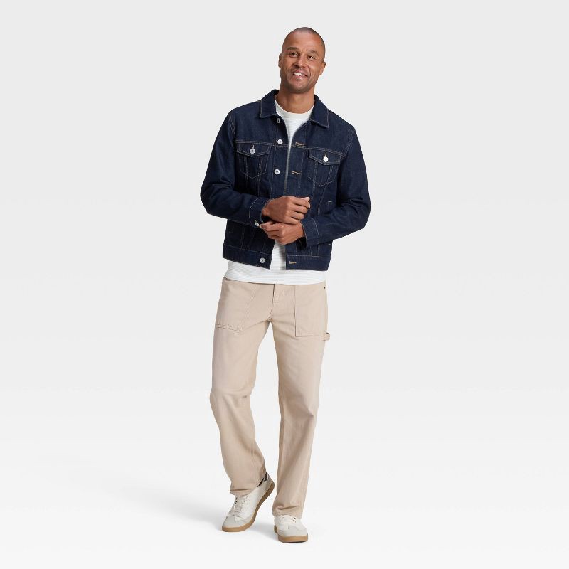 slide 3 of 3, Men's Trucker Jacket - Goodfellow & Co™ Dark Indigo M, 1 ct