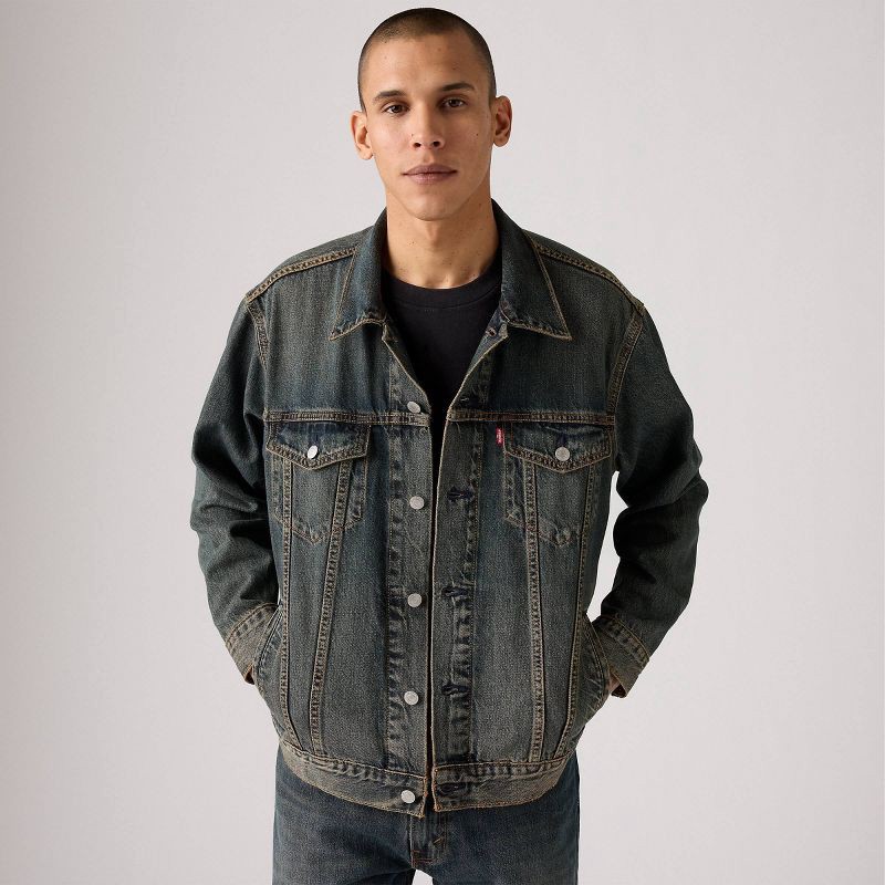 slide 3 of 3, Levi's® Men's Relaxed Fit Trucker Jacket - Cocoa Butter L, 1 ct