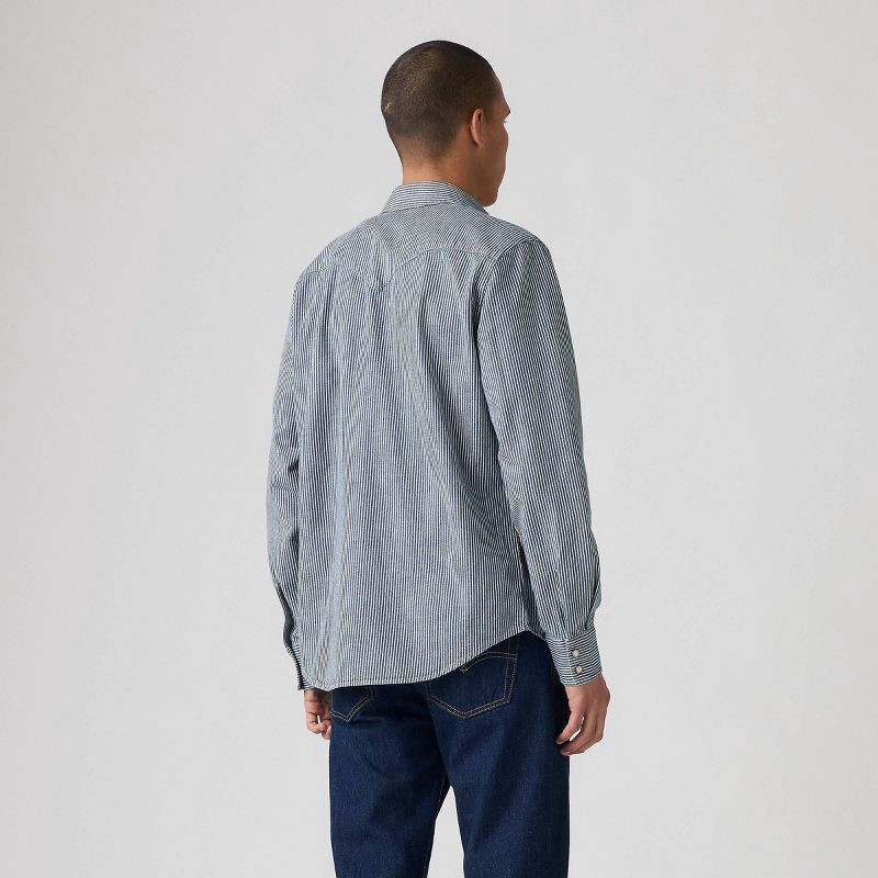 slide 3 of 4, Levi's® Men's Western Standard Fit Long Sleeve Button-Down Shirt - Railroad Stripe XL, 1 ct