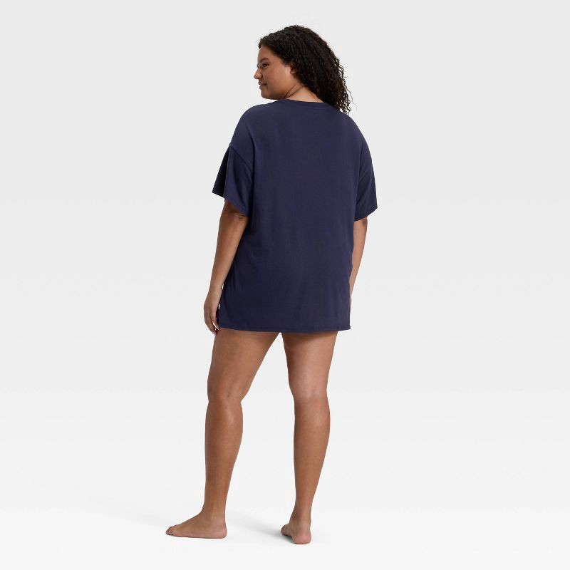 slide 5 of 5, Women's Graphic Oversized T-Shirt Sleep Dress - Wild Fable™ Navy XS, 1 ct