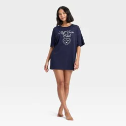 Women's Graphic Oversized T-Shirt Sleep Dress - Wild Fable™ Navy S