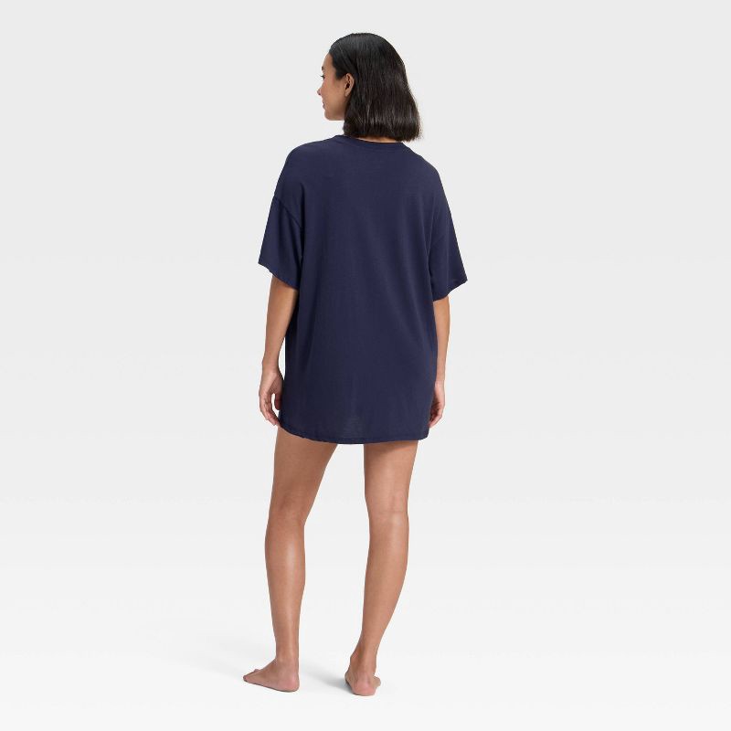 slide 2 of 5, Women's Graphic Oversized T-Shirt Sleep Dress - Wild Fable™ Navy M, 1 ct