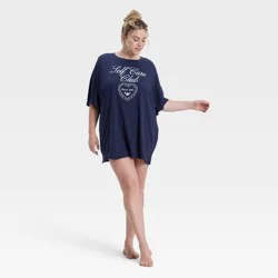 Women's Graphic Oversized T-Shirt Sleep Dress - Wild Fable™ Navy XXL