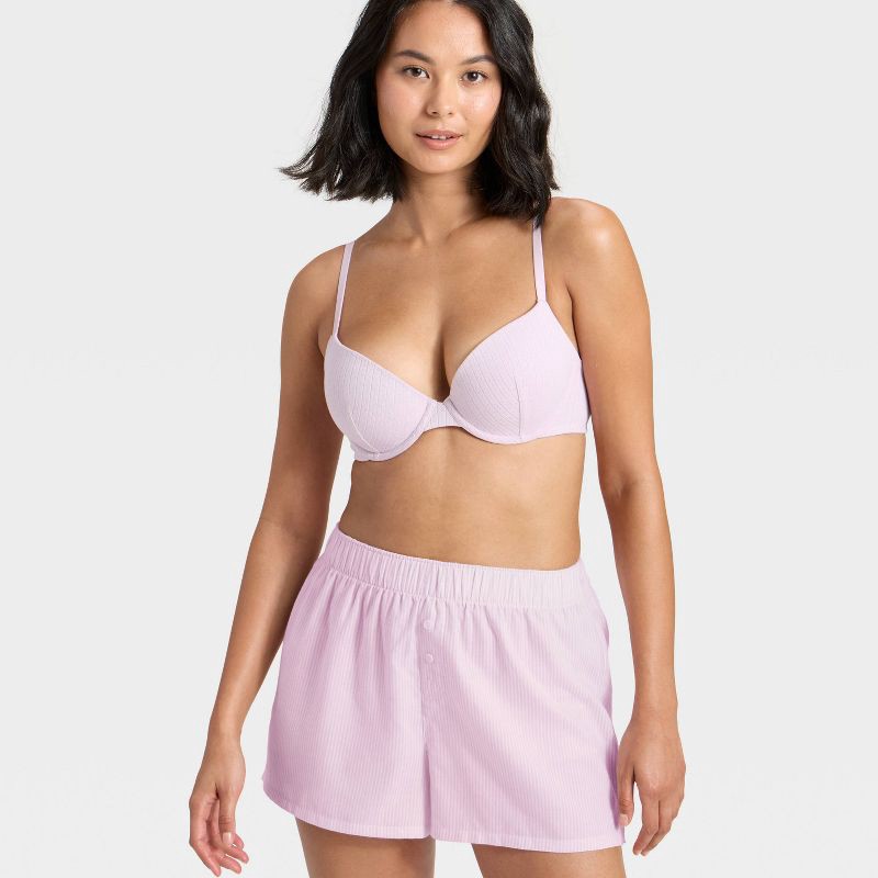 slide 3 of 3, Women's Boxer Pajama Shorts - Wild Fable™ Purple Stripe L, 1 ct