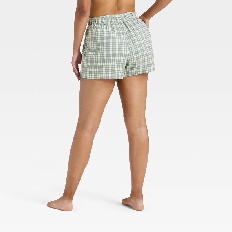 slide 2 of 3, Women's Boxer Pajama Shorts - Wild Fable™ Green Plaid M, 1 ct