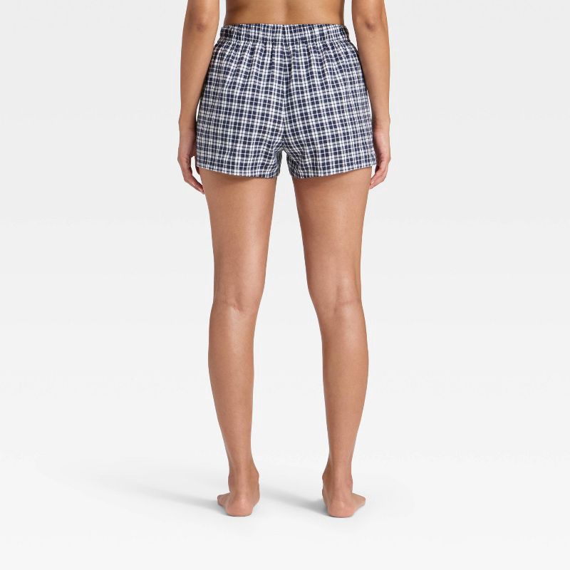 slide 2 of 3, Women's Boxer Pajama Shorts - Wild Fable™ Navy Plaid XXL, 1 ct
