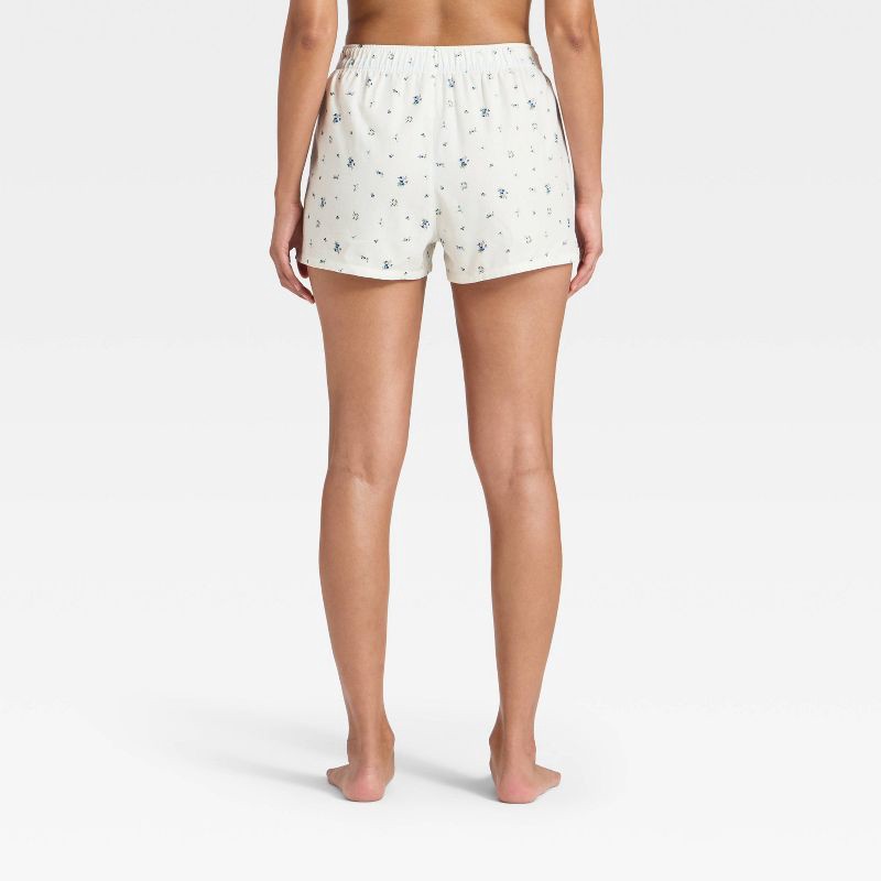 slide 2 of 3, Women's Boxer Pajama Shorts - Wild Fable™ Cream Floral L, 1 ct