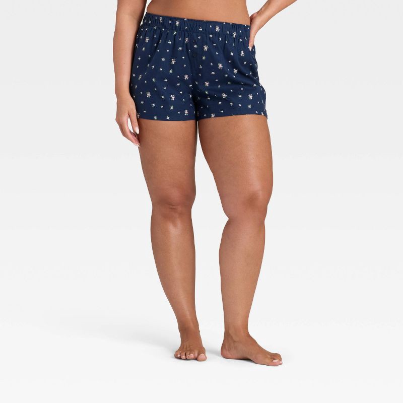 slide 4 of 5, Women's Boxer Pajama Shorts - Wild Fable™ Navy Floral XXL, 1 ct
