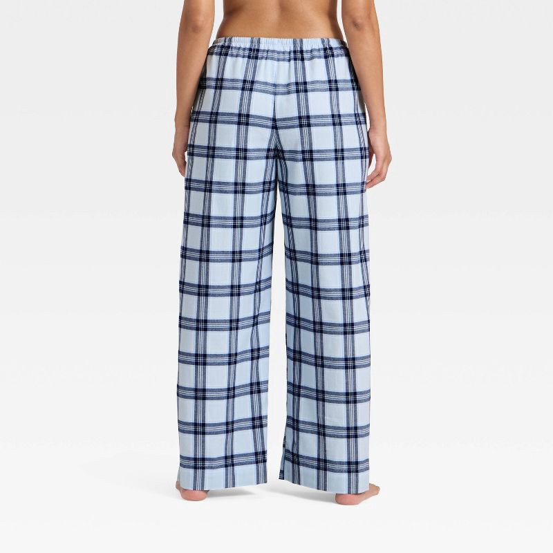slide 2 of 3, Women's Flannel Wide Leg Pajama Pants - Wild Fable™ Blue Plaid XL, 1 ct