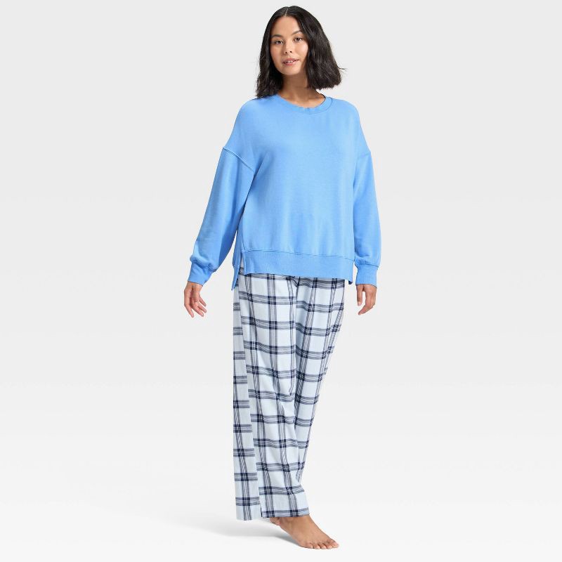 slide 3 of 3, Women's PeachySoft French Terry Fleece Crewneck Sweatshirt - Wild Fable™ Blue XXL, 1 ct