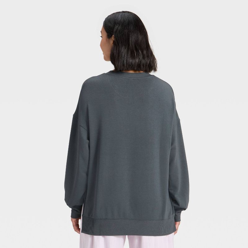 slide 2 of 3, Women's PeachySoft French Terry Fleece Crewneck Sweatshirt - Wild Fable™ Charcoal Gray L, 1 ct