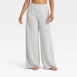 Women's PeachySoft French Terry Fleece Wide Leg Lounge Pants - Wild Fable™ Gray S