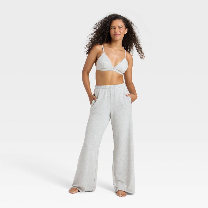 slide 3 of 3, Women's PeachySoft French Terry Fleece Wide Leg Lounge Pants - Wild Fable™ Gray XXL, 1 ct